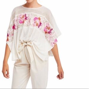 Free People Love Letter Embroidered Top